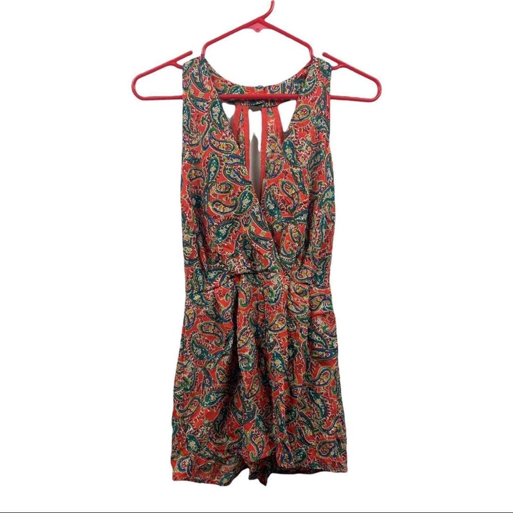 Charlotte Russe Sz XS Pink Paisley Romper Spring Summer Flowy Lightweight